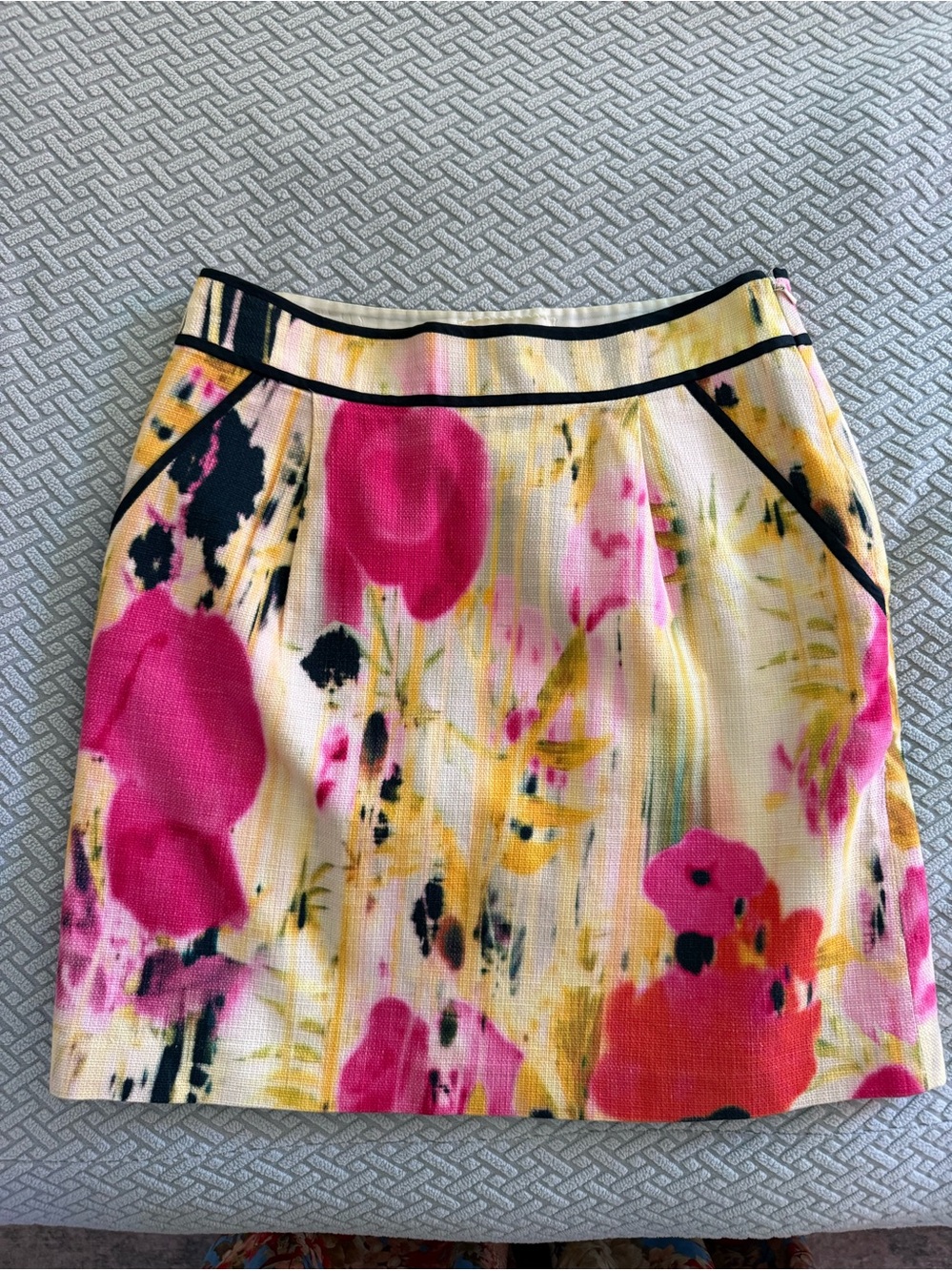 Tabitha Floral Pencil Skirt in Pink, Yellow, Black
